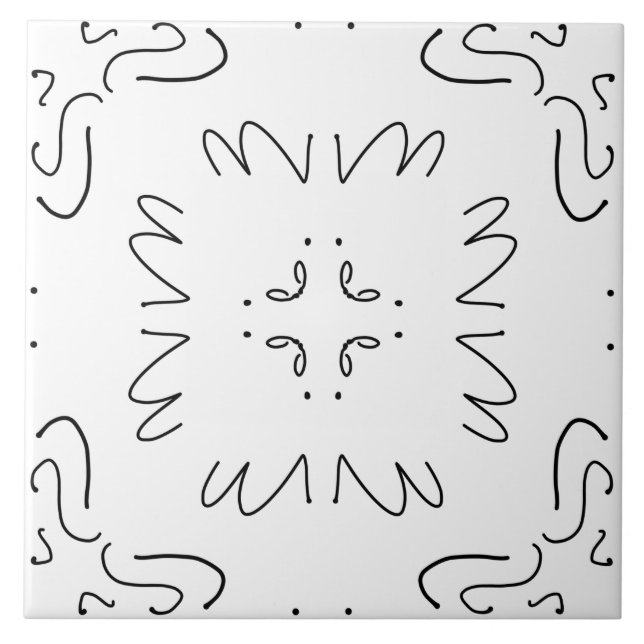 einfaches schwarz-weißes minimalistisches Muster Fliese (Vorderseite)