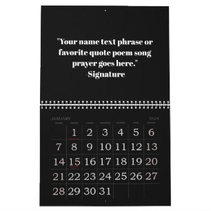 Einfaches Schwarz-weißes, modernes Schriftbild Kalender