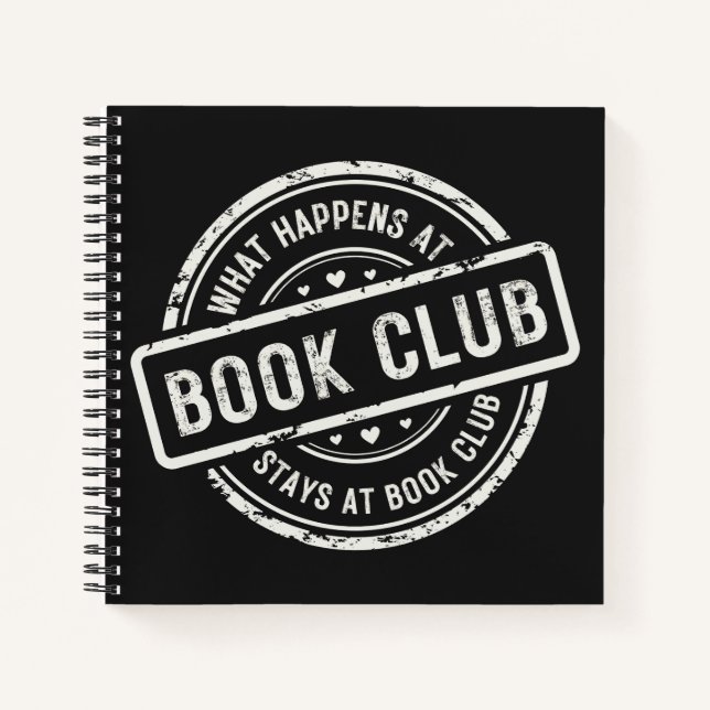 Einfaches Schwarz-weißes Retro Style Book Club Jou Notizbuch (Vorderseite)