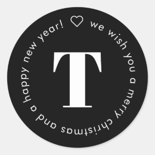 Einfaches Schwarz-weißes Weihnachtsangebot in Mono Runder Aufkleber