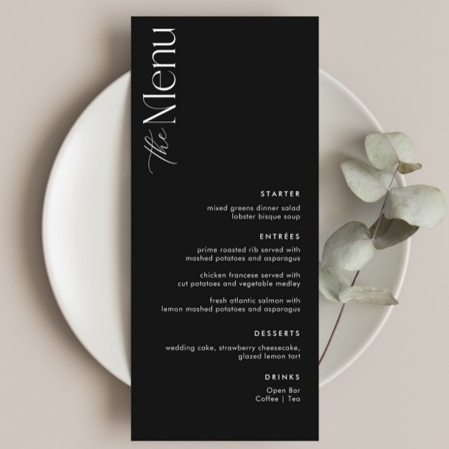 Einfaches Schwarzes Geld für Hochzeit Menükarte (Von Creator hochgeladen)