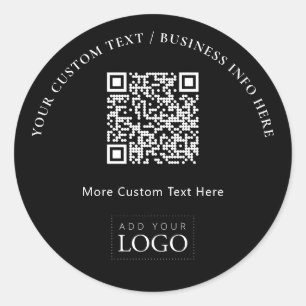 Einfaches schwarzes Geschäftslogo QR-Code Promotio Runder Aufkleber