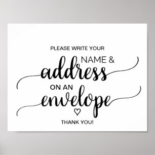 Einfaches schwarzes Kalligrafie-Adresse-auf-einem- Poster