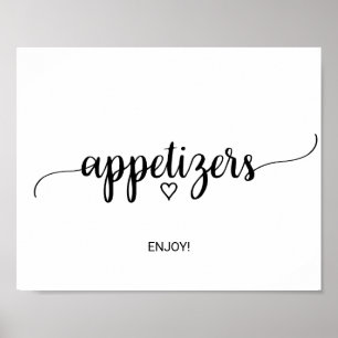 Einfaches schwarzes Kalligrafie-Vorspeisen-Schild Poster