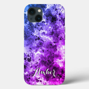 Einfaches schwarzes lila Wasserfarbspritzer-Person Case-Mate iPhone Hülle