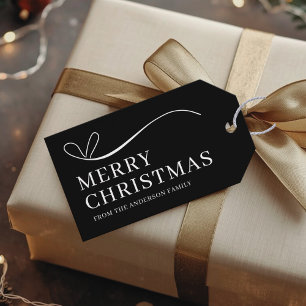 Einfaches schwarzes modernes Frohe Weihnachten Geschenkanhänger