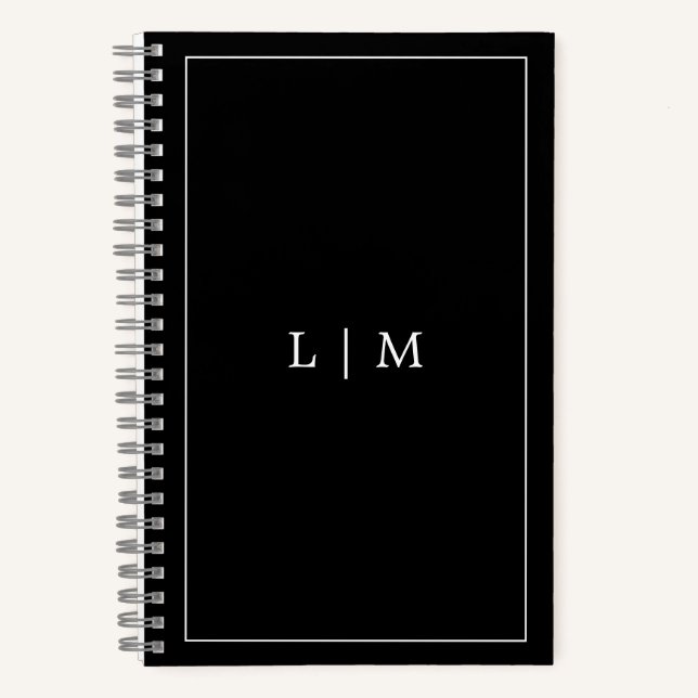 Einfaches Schwarzes Monogramm-Geschäft Notizbuch (Vorderseite)