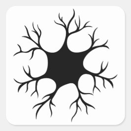 Einfaches Schwarzes Neurondesign Quadratischer Aufkleber
