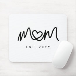 Einfaches Schwarzes Schrift Herz Mutter Mom Etabli Mousepad