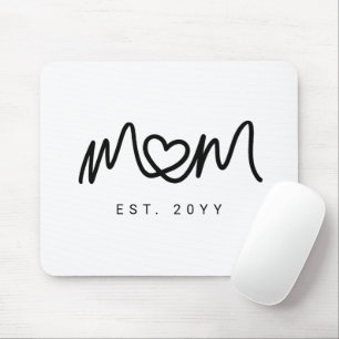 Einfaches Schwarzes Schrift Herz Mutter Mom Etabli Mousepad