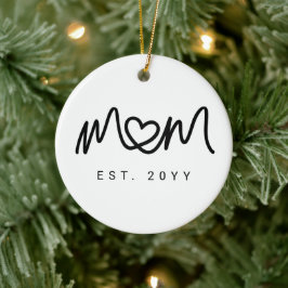 Einfaches Schwarzes Schrift-Herz Neue Mom Gegründe Keramik Ornament