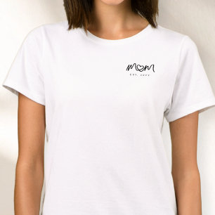 Einfaches Schwarzes Schrift Herz Neue Mom Gegründe T-Shirt