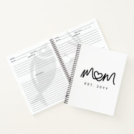 Einfaches Schwarzes Skript Herz Mom Etablierte Rez Notizbuch