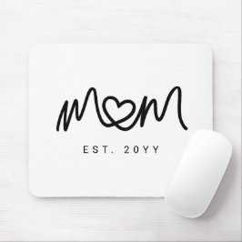 Einfaches Schwarzes Skript Herz Mutter Mama Gegrün Mousepad