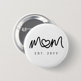 Einfaches Schwarzes Skript-Herz Neue Mom Gegründet Button