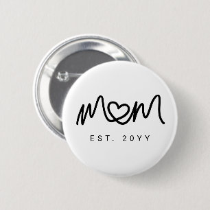 Einfaches Schwarzes Skript-Herz Neue Mom Gegründet Button