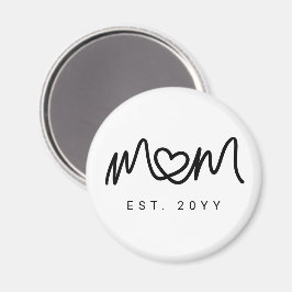 Einfaches Schwarzes Skript Herz Neue Mom Gegründet Magnet