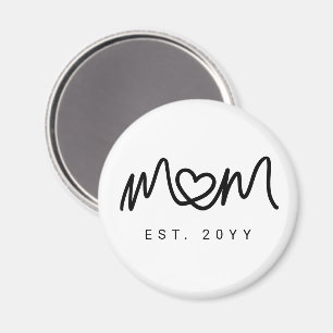Einfaches Schwarzes Skript Herz Neue Mom Gegründet Magnet