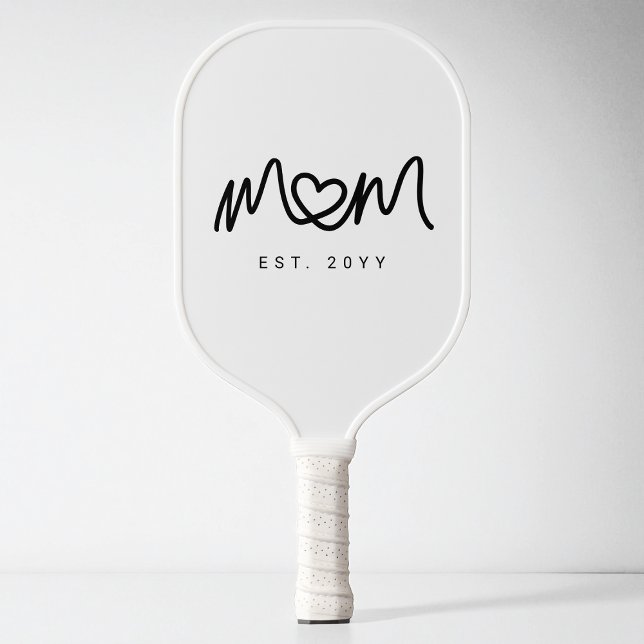 Einfaches Schwarzes Skript Herz Neue Mutter Etabli Pickleball Schläger (Simple Black Script Heart New Mom Established Est Pickleball Paddle)