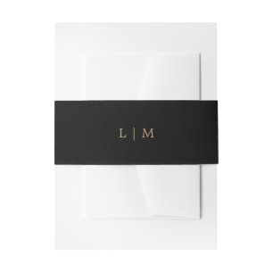 Einfaches schwarzes und goldenes Monogramm Elegant Einladungsbanderole