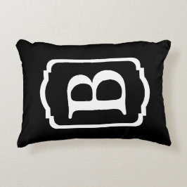 Einfaches schwarzes und weißes gerahmtes Monogramm Dekokissen