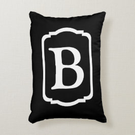 Einfaches schwarzes und weißes gerahmtes Monogramm Dekokissen
