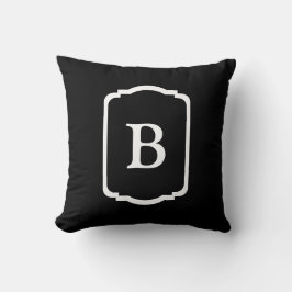 Einfaches schwarzes und weißes gerahmtes Monogramm Kissen
