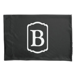 Einfaches schwarzes und weißes gerahmtes Monogramm Kissenbezug