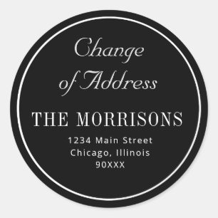 Einfaches Schwarzweiß-Adressenwechsel Runder Aufkleber