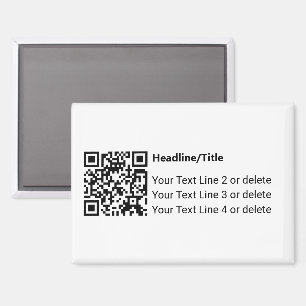 Einfaches Schwarzweiß-QR-Code mit Textvorlage Magnet
