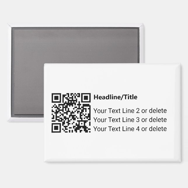 Einfaches Schwarzweiß-QR-Code mit Textvorlage Magnet (Vorderseite/Rückseite)
