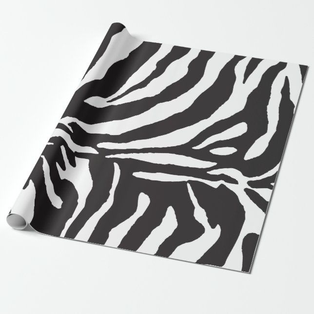 Einfaches Schwarzweiss-Zebra-Streifen-Muster Geschenkpapier (Ungerollt)