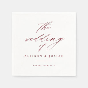 Einfaches Script Burgundy Maroon Wedding Serviette