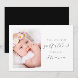 Einfaches Script Elegant GodVater Vorschlag Foto Einladung