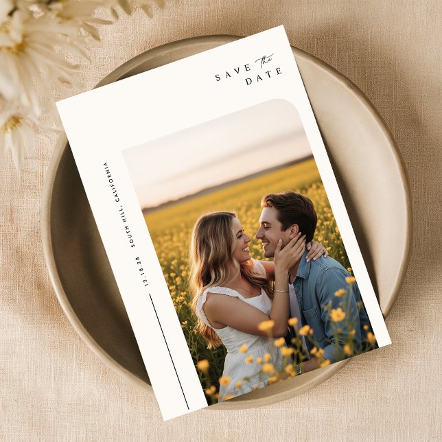 Einfaches Script Elegant Wedding Foto Save the Dat Save The Date (Von Creator hochgeladen)