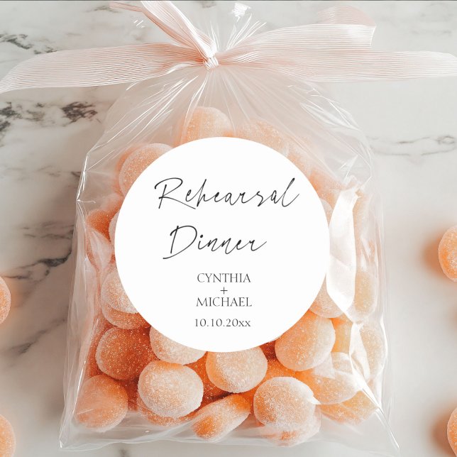 Einfaches Script-Hochzeit-Probe-Dinner Runder Aufkleber (Von Creator hochgeladen)