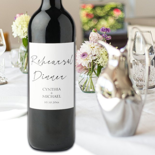 Einfaches Script-Hochzeit-Probe-Dinner Weinetikett (Von Creator hochgeladen)