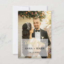 Einfaches Script Minimalistisch Heart Wedding Foto Dankeskarte