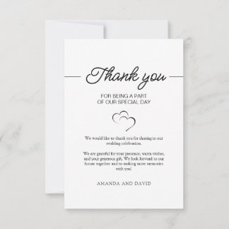 Einfaches Script Minimalistisch Wedding Foto Dankeskarte