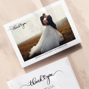 Einfaches Script mit Herz-Hochzeit-Foto Dankeskarte