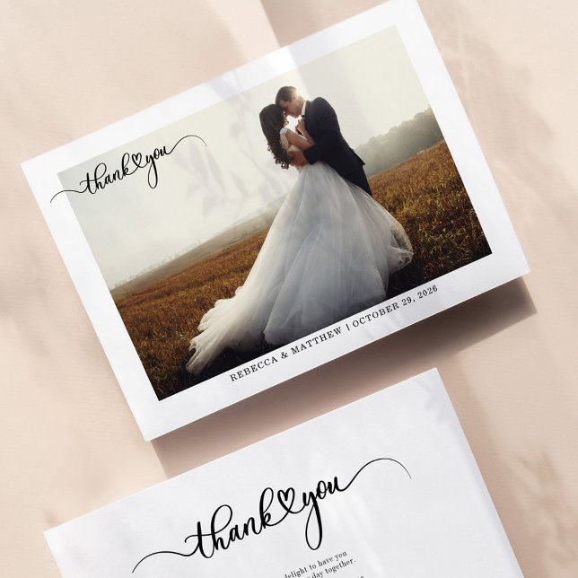 Einfaches Script mit Herz-Hochzeit-Foto Dankeskarte (Von Creator hochgeladen)