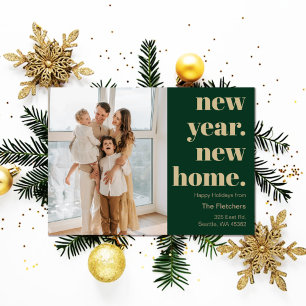 Einfaches Script New Year New Zuhause Moving Foto Feiertagskarte