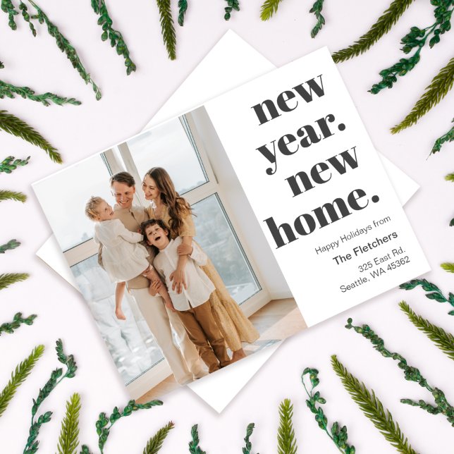 Einfaches Script New Year New Zuhause Moving Foto Postkarte (Von Creator hochgeladen)