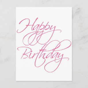 Einfaches Script Pink Happy Birthday Postkarte