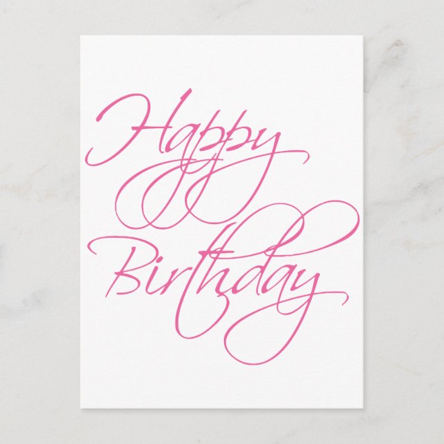 Einfaches Script Pink Happy Birthday Postkarte (Vorderseite)