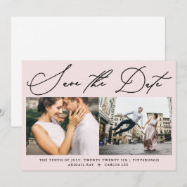 Einfaches Script Roush Rosa Zwei Foto Moderne Save The Date