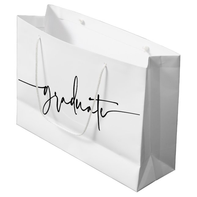 Einfaches Script Schwarz-weiß Graduate-Geschenktas Große Geschenktüte (Vorderseite Schrägansicht)