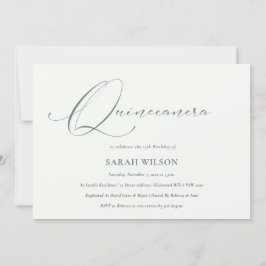 Einfaches Script Schwarz-weiß Quinceañera Einladun Dankeskarte
