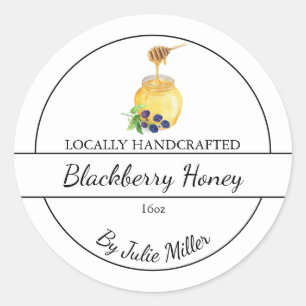 Einfaches selbstgemachtes Brombeer-Honig-Label Runder Aufkleber