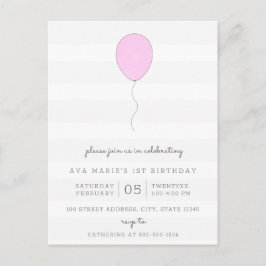 Einfaches Shabby Chic Grau & Lila Balloon Geburtst Postkarte